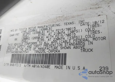 2013 Toyota Tacoma z USA, uszkodzony, nr VIN 5TFTX4CN8DX025541